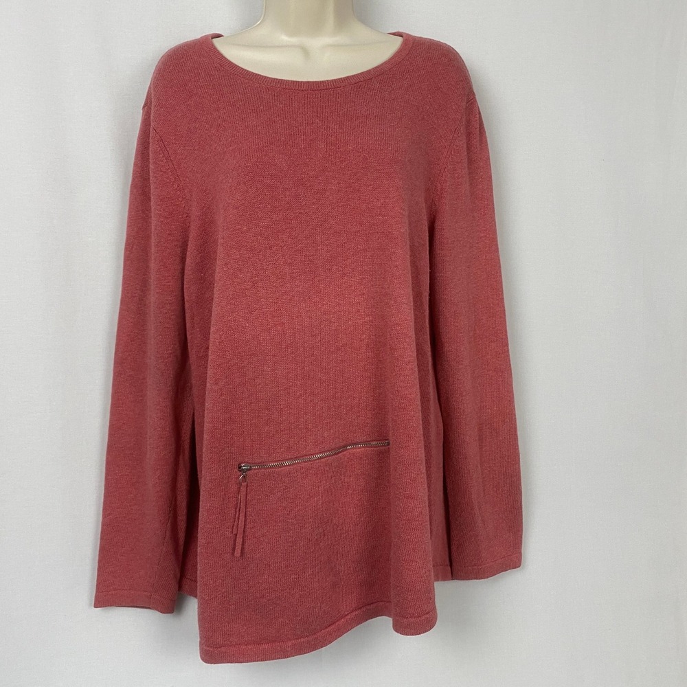 Pure J Jill Sweater Womens Large Mauve Rose Cashmere Blend Zip Pocket